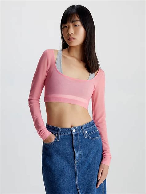 calvin klein crop top cheap|calvin klein denim top.